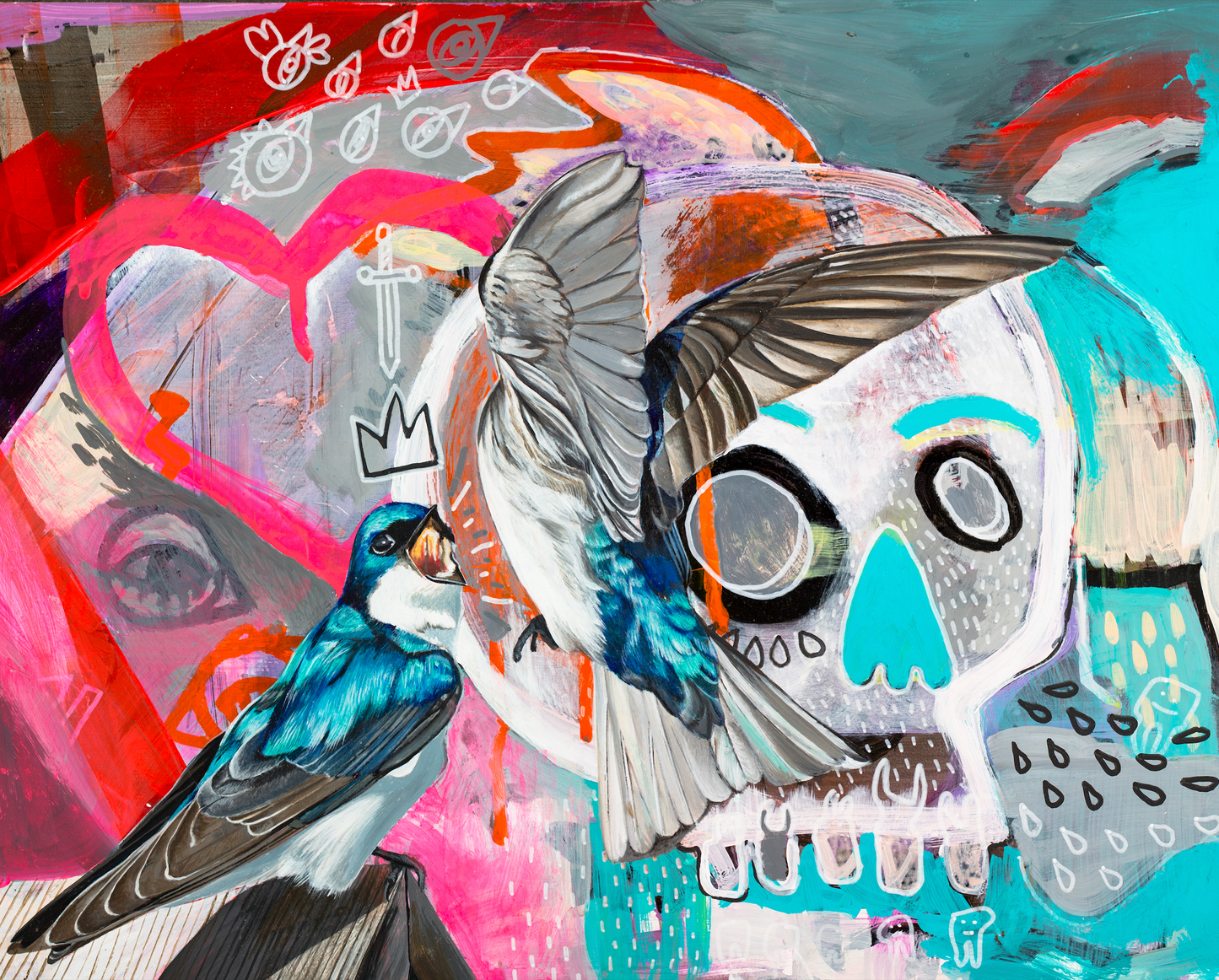 Fighting Swallows Giclee print