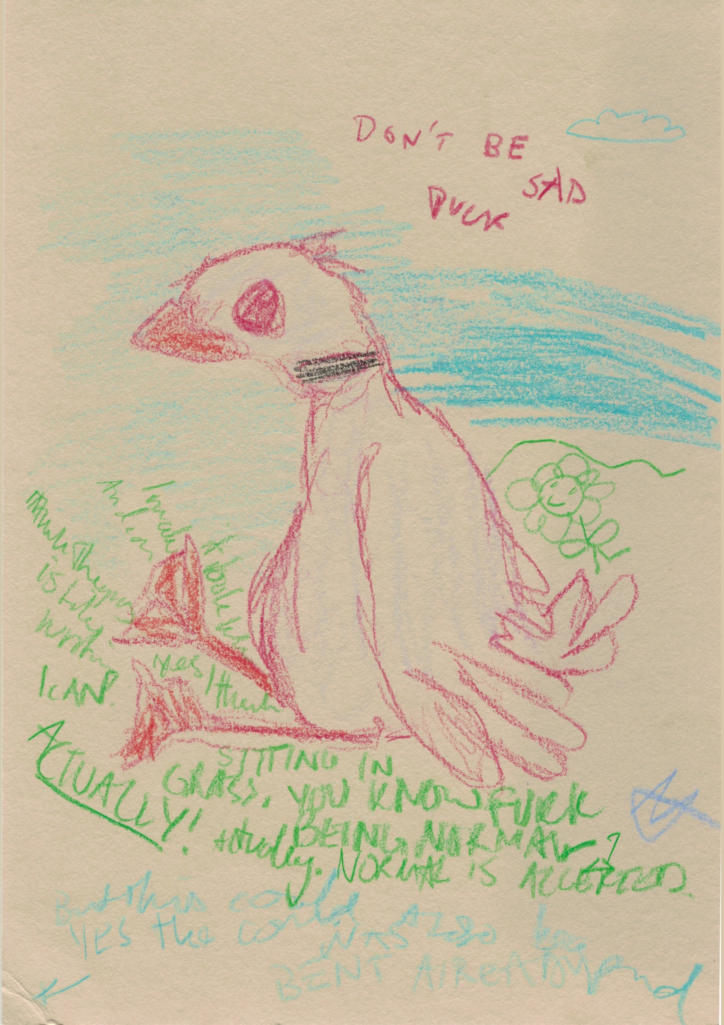 Don't be a sad duck original drawing