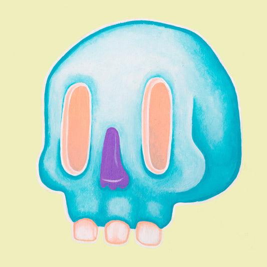 Skull Portrait on Puke Green Background