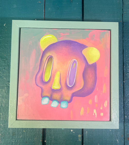 Panda Skull Painting - Yellow Nose