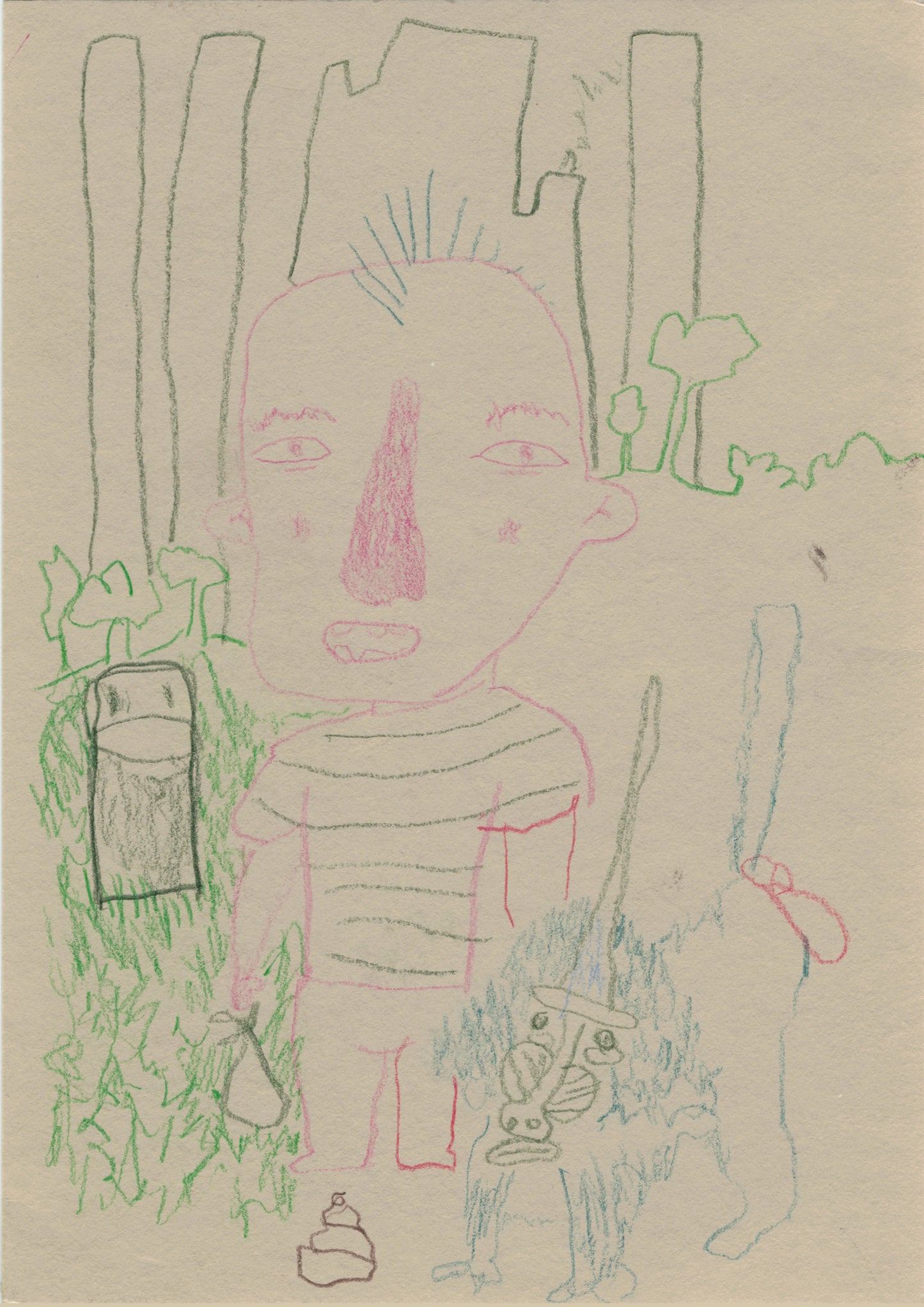Just a punk walking his baboon original drawing