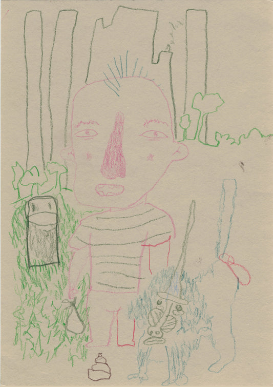 Just a punk walking his baboon original drawing
