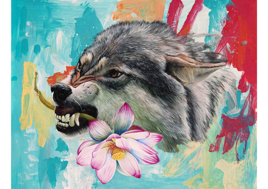 The Wolf and The Lotus Flower Giclee Print
