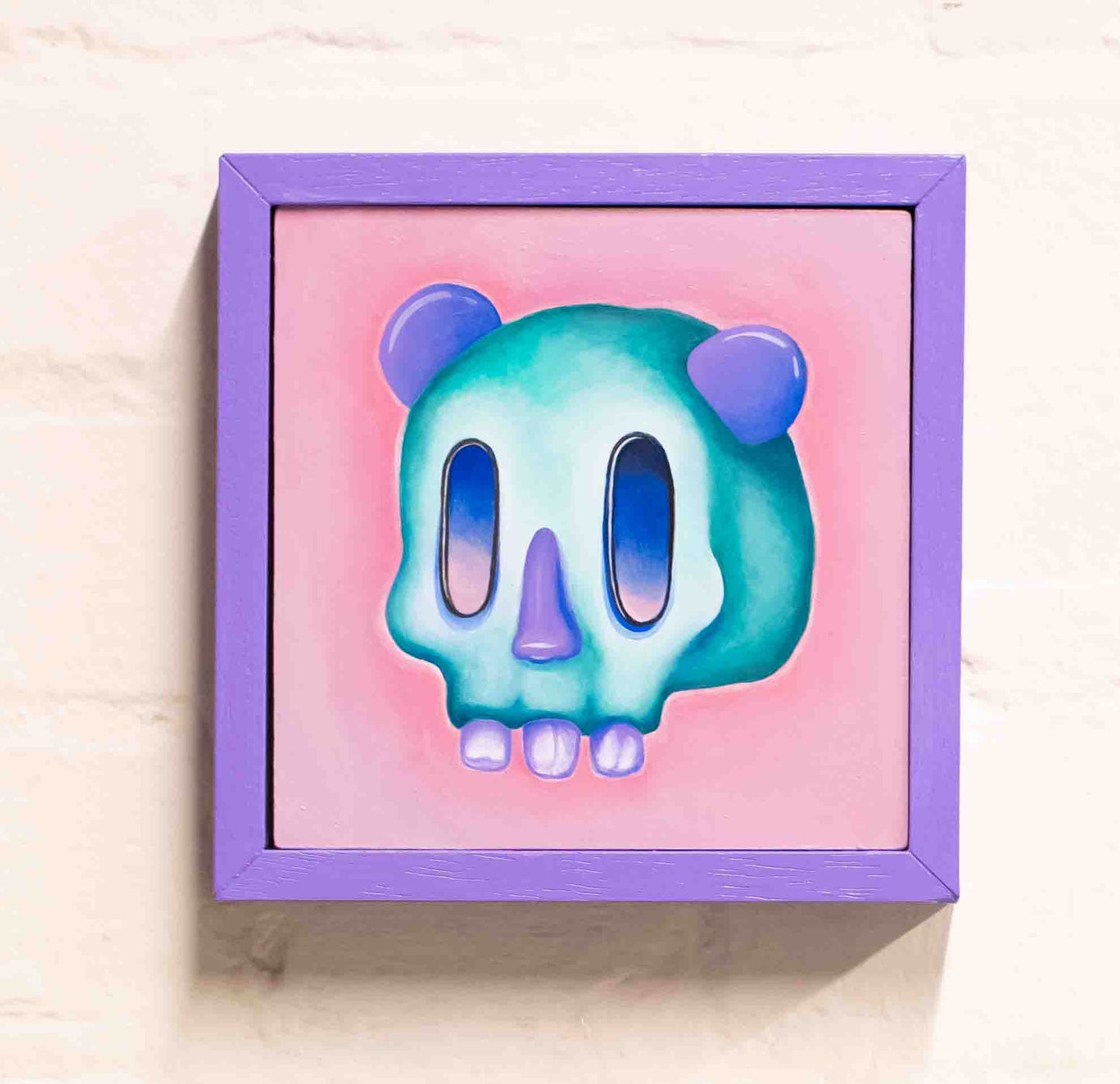 Panda Skull Painting - Green